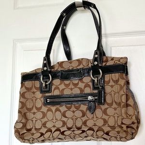 COACH Signature Brown / Black Shoulder Bag